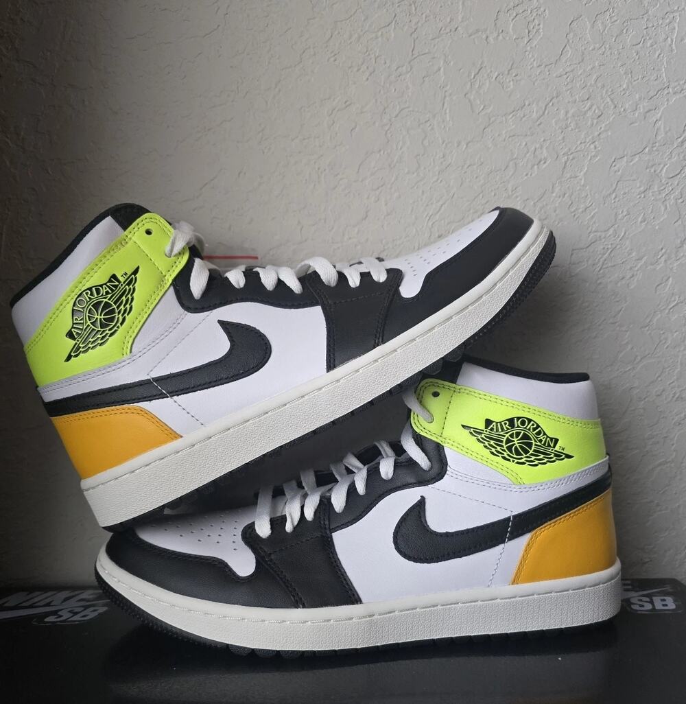 Nike Air Jordan 1 High G Golf Cleats White Black Volt Men's Size 10.5 DQ0660-105